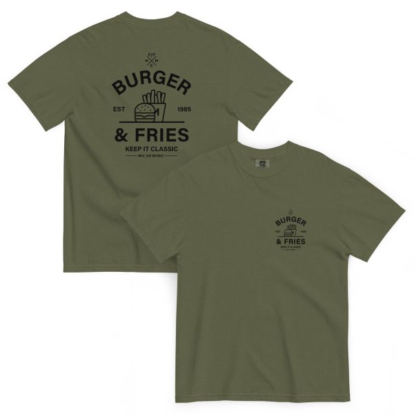 MIC ON "Burgers & Fries" Keep it Classic Unisex Heavyweight T-Shirt - Image 5